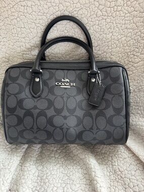 Coach Black Signature Dome Satchel/Crossbody with Silver Hardware
